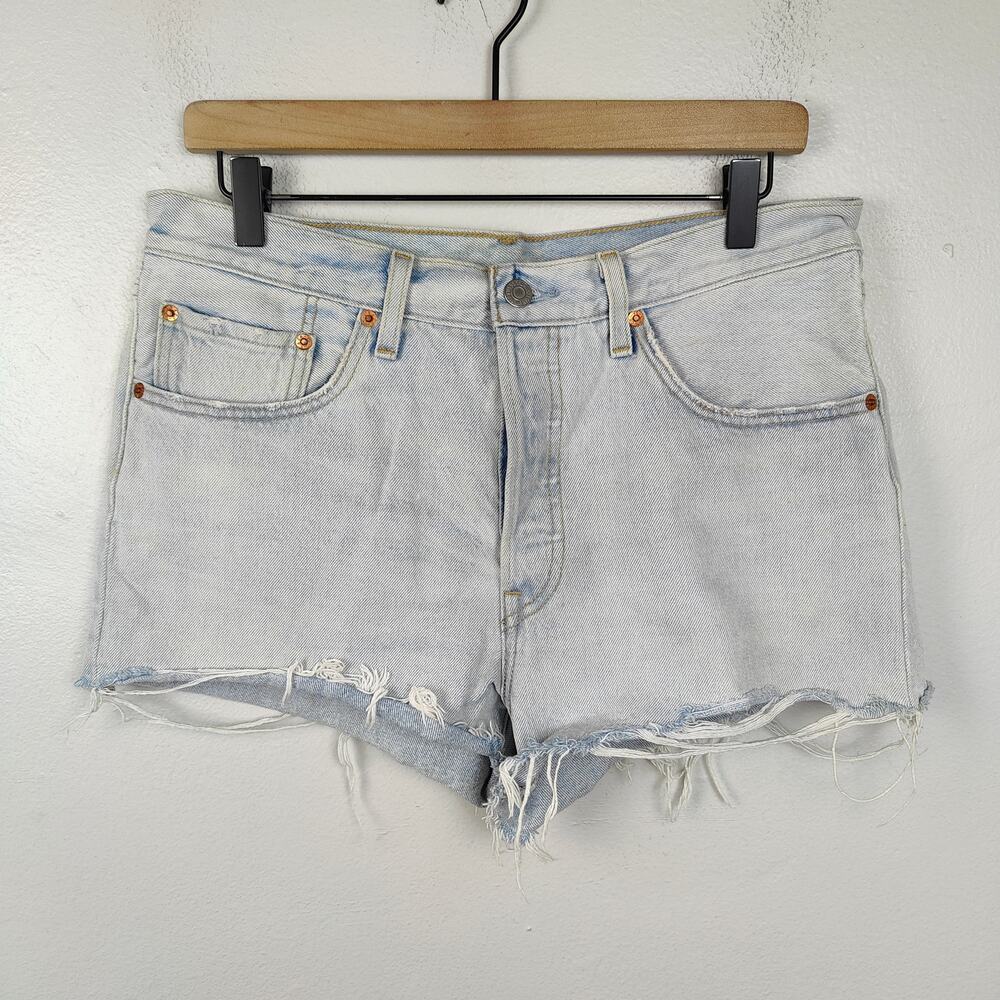 Levi's Premium Acid Wash Light Blue Denim Jean Cutoff Shorts